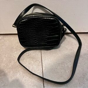 3/25$💥 L.A. Express Purse bag black faux leather croco crossbody goth grunge